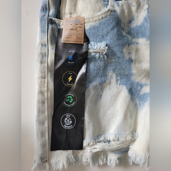 Organic Blue Distressed Denim Shorts Size 26 Blue NWT - Picture 4 of 9